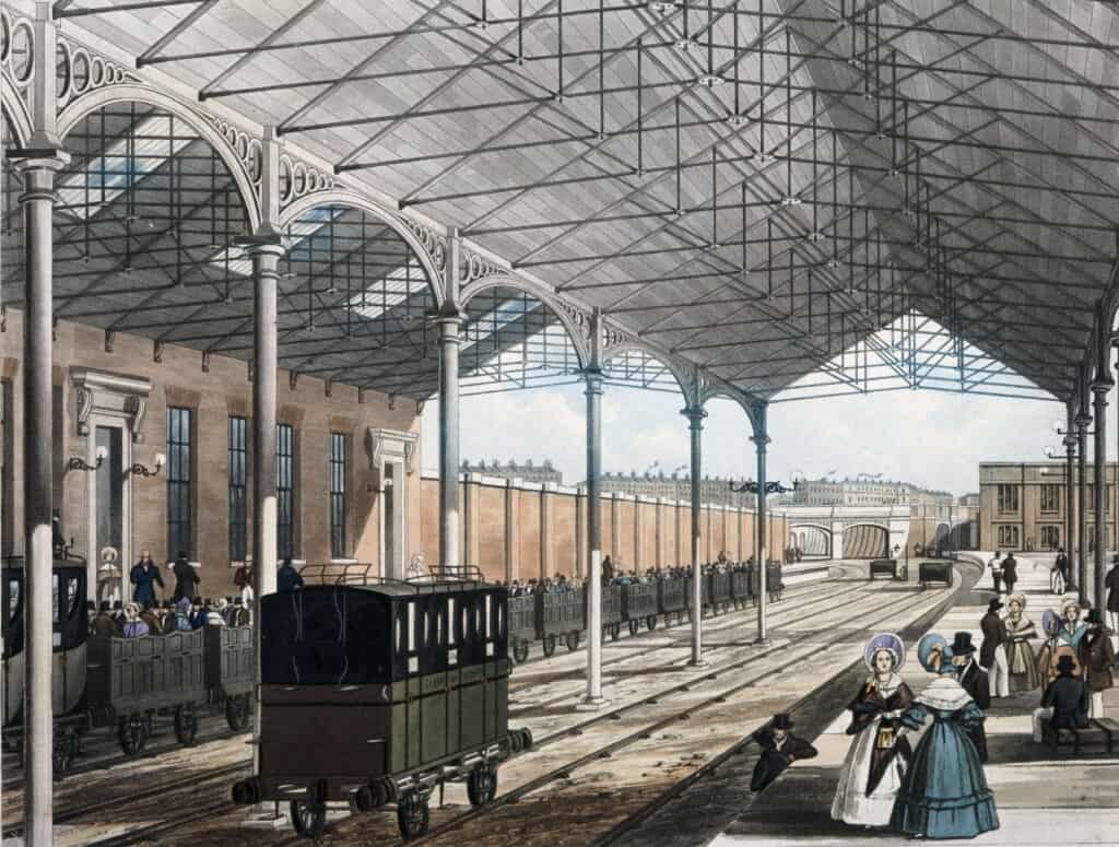 Print showing Euston Station 1837