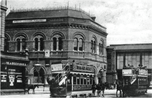 photo of Camden Road station showing horse trams