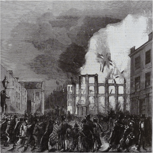 Illustration of the Piano factory fire of 1851