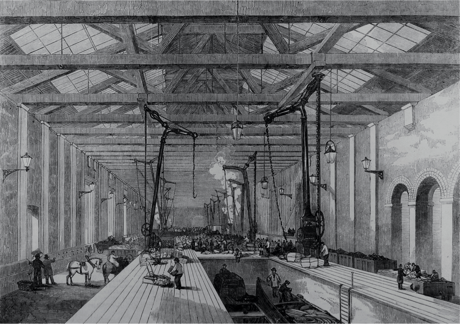 Engraving of the Western Transit Shed 1853(